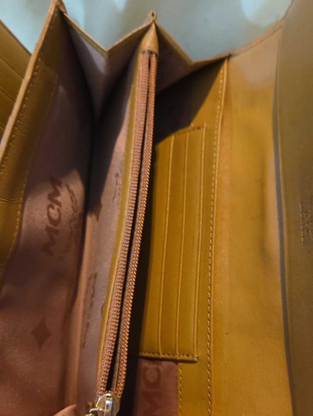 MCM Cognac Visetos Monogram Continental Wallet